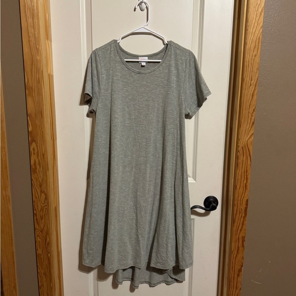 LuLaRoe Carley  Gray high- low T-Shirt Dress Size Large - Picture 1 of 6